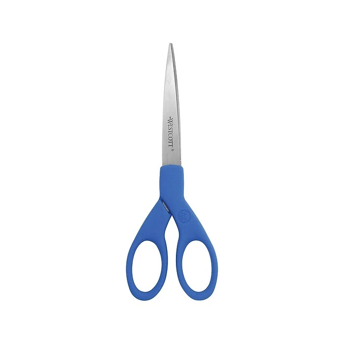 Westcott All Purpose 7" Stainless Steel Scissors, Pointed Tip, Blue (44217) 3 Westcott All Purpose 7" Stainless Steel Scissors, Pointed Tip, Blue (44217)