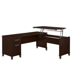 Bush Furniture Somerset 72W 3 Position Sit To Stand L Shaped Desk, Mocha Cherry (SET014MR)