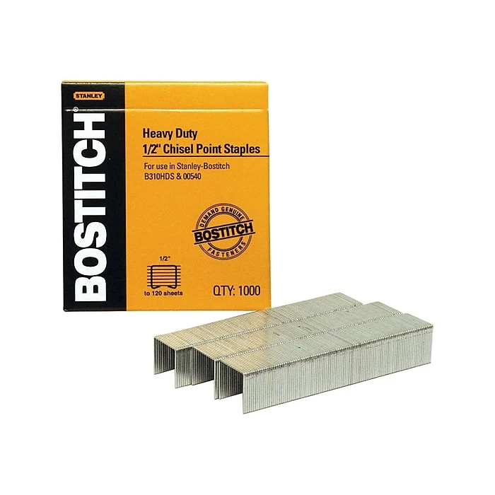 Bostitch Premium Heavy Duty Staples, 1/2" Leg Length, 1000/Box (SB351/2-1M) 3 Bostitch Premium Heavy Duty Staples, 1/2" Leg Length, 1000/Box (SB351/2-1M)