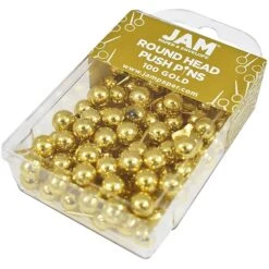JAM Paper Map Tacks Push Pins, Gold, 100/Pack (22432213) -Office Supplies Shop sp4798098 sc7