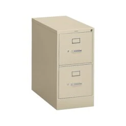 HON S380 2-Drawer Vertical File Cabinet, Locking, Letter, Putty, 26.5"D (HS382PL)