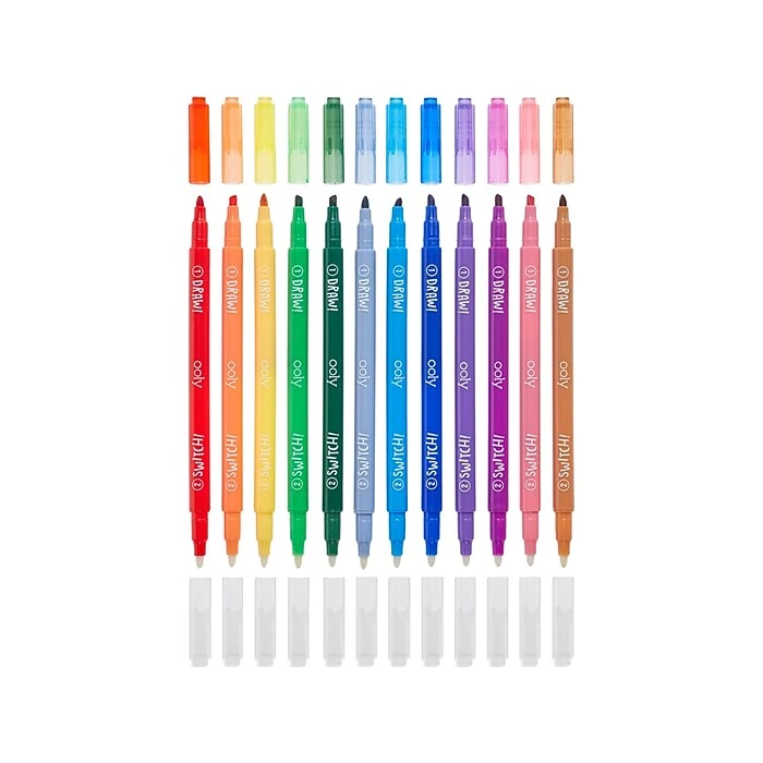 OOLY Switch-Eroo Sketch Markers, Twin Tip, Assorted Inks, 12/Pack (130-043) 4 OOLY Switch-Eroo Sketch Markers, Twin Tip, Assorted Inks, 12/Pack (130-043) - Image 2
