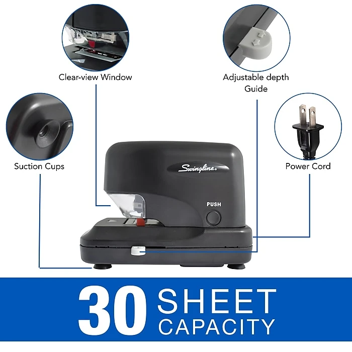 Swingline Cartridge Electric Desktop Stapler, 30 Sheet Capacity, Black (69008) 5 Swingline Cartridge Electric Desktop Stapler, 30 Sheet Capacity, Black (69008) - Image 3