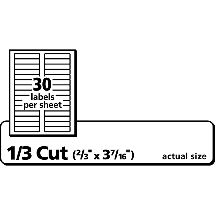 Avery Laser/Inkjet File Folder Labels, 2/3" X 3 7/16", White, 30/Sheet, 60 Sheets/Pack (75366) 6 Avery Laser/Inkjet File Folder Labels, 2/3" X 3 7/16", White, 30/Sheet, 60 Sheets/Pack (75366) - Image 4
