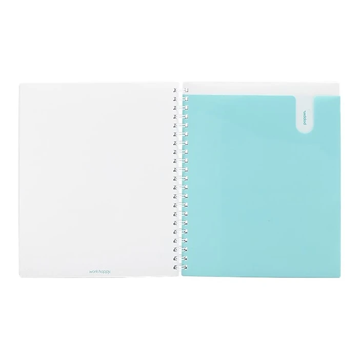 Poppin Pocket 1-Subject Notebook, 8.5" X 11", College Ruled, 80 Sheets, Aqua (102043) 4 Poppin Pocket 1-Subject Notebook, 8.5" X 11", College Ruled, 80 Sheets, Aqua (102043) - Image 2