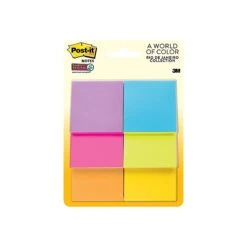 Post-it Super Sticky Notes, 2" X 2" Rio De Janeiro, 45 Sheets/Pad, 6 Pads/Pack (622-6SSAU)