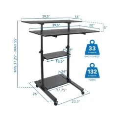 Mount-It! 37"-55" Plastic/Steel Adjustable Desk, Black/Gray (MI-7970) -Office Supplies Shop sp73744363 sc7