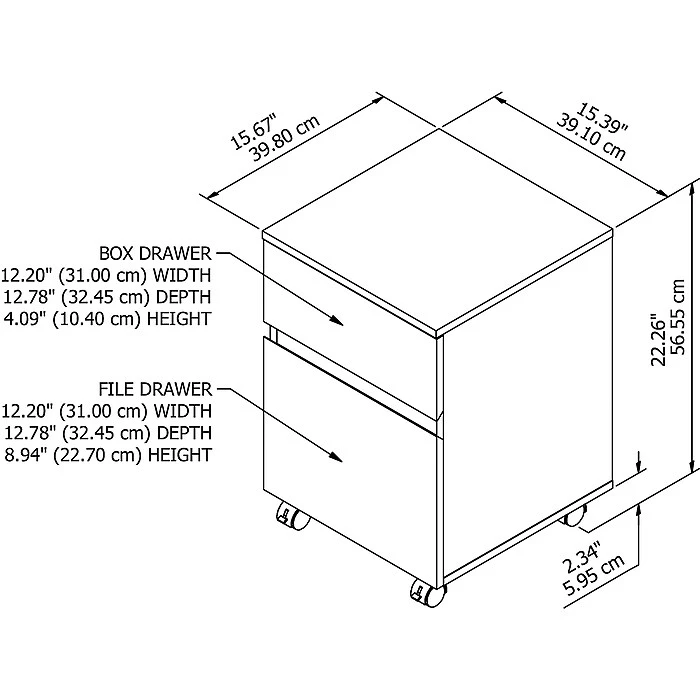 Bush Furniture Anthropology 2 Drawer Mobile File Cabinet, Rustic Brown Embossed (ATH011RB) 7 Bush Furniture Anthropology 2 Drawer Mobile File Cabinet, Rustic Brown Embossed (ATH011RB) - Image 5