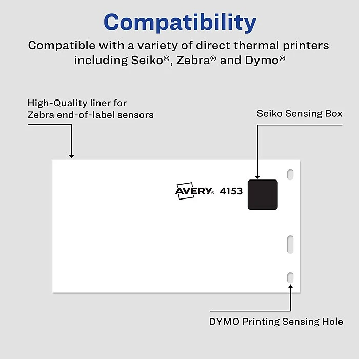 Avery Shipping Printer Labels, 2-1/8" X 4", White, 140 Labels/Pack (4153) 4 Avery Shipping Printer Labels, 2-1/8" X 4", White, 140 Labels/Pack (4153) - Image 2