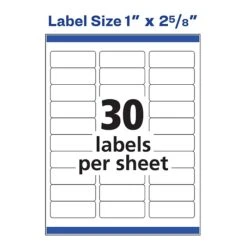 Avery Easy Peel Laser Address Labels, 1" X 2-5/8", White, 30 Labels/Sheet, 25 Sheets/Pack, 750 Labels/Pack (5260) 17 Avery Easy Peel Laser Address Labels, 1" X 2-5/8", White, 30 Labels/Sheet, 25 Sheets/Pack, 750 Labels/Pack (5260) -Office Supplies Shop sp75155614 sc7