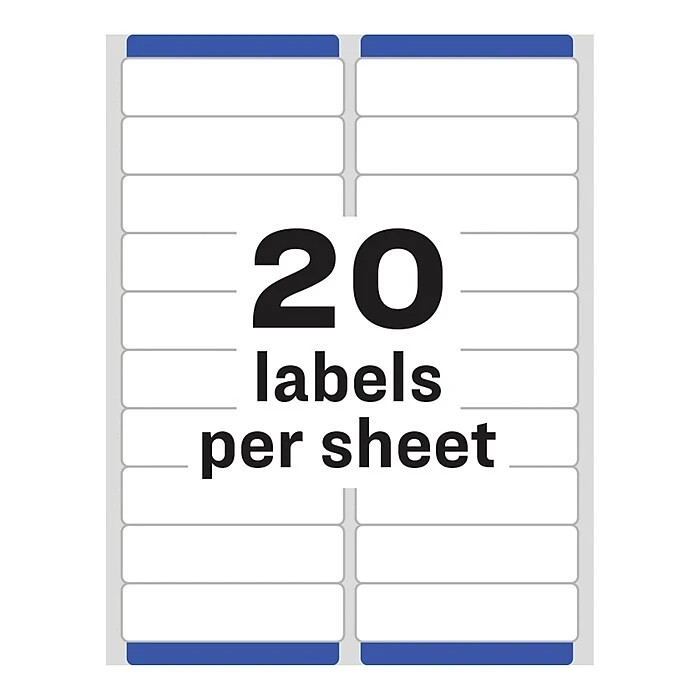 Avery Easy Peel Inkjet Address Labels, 1" X 4", White, 20 Labels/Sheet, 100 Sheets/Box, 2000 Labels/Box (8461) 6 Avery Easy Peel Inkjet Address Labels, 1" X 4", White, 20 Labels/Sheet, 100 Sheets/Box, 2000 Labels/Box (8461) - Image 4
