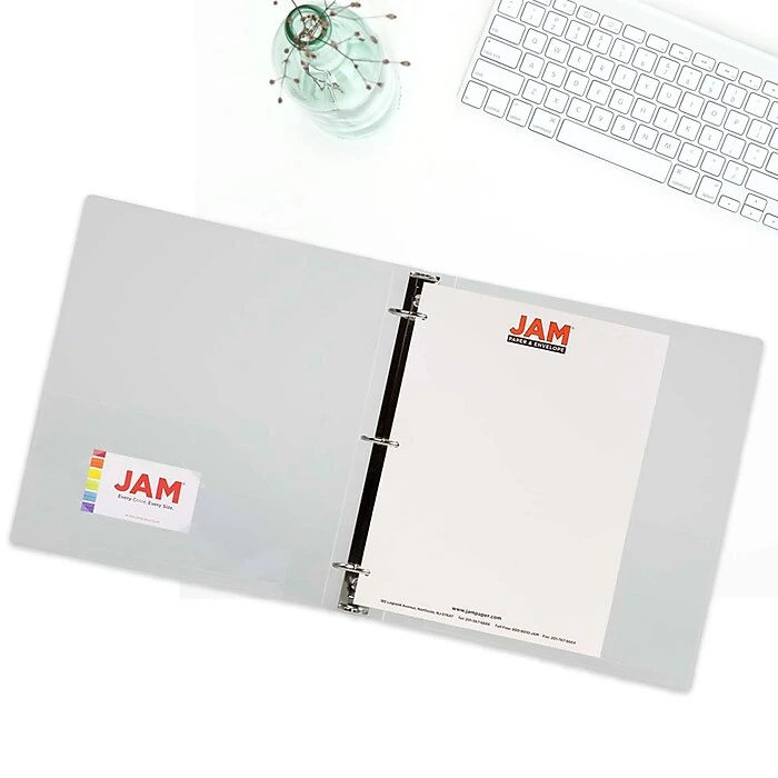 JAM Paper Plastic 1.5 Inch Binder, Clear 3 Ring Binder, 108/Pack (762T15CLB) 7 JAM Paper Plastic 1.5 Inch Binder, Clear 3 Ring Binder, 108/Pack (762T15CLB) - Image 5