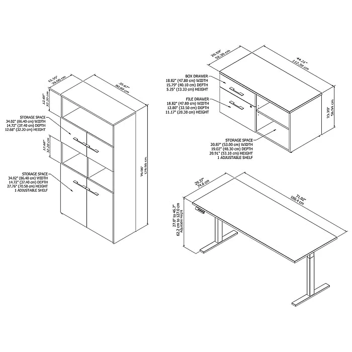 Bush Business Furniture Office 500 27"-47" Adjustable Desk With Storage And Bookcase, Black Walnut (OF5006BWSU) 7 Bush Business Furniture Office 500 27"-47" Adjustable Desk With Storage And Bookcase, Black Walnut (OF5006BWSU) - Image 5