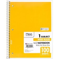 Mead 1-Subject Spiral Notebook, 8" X 10 1/2", Wide Ruled, 100 Sheets, Each (05514) -Office Supplies Shop sp93152753 sc7