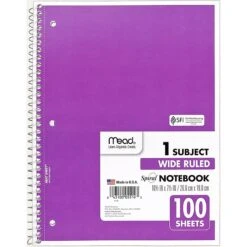 Mead 1-Subject Spiral Notebook, 8" X 10 1/2", Wide Ruled, 100 Sheets, Each (05514) -Office Supplies Shop sp93154136 sc7