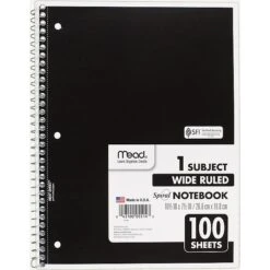 Mead 1-Subject Spiral Notebook, 8" X 10 1/2", Wide Ruled, 100 Sheets, Each (05514) -Office Supplies Shop sp93154340 sc7