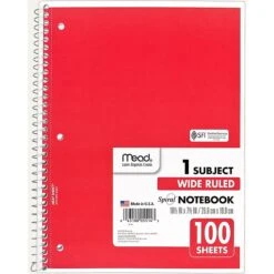 Mead 1-Subject Spiral Notebook, 8" X 10 1/2", Wide Ruled, 100 Sheets, Each (05514) -Office Supplies Shop sp93154342 sc7