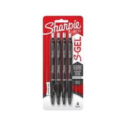 Sharpie S-Gel Retractable Gel Pen, Bold Point, Black Ink, 4/Pack (2096155)