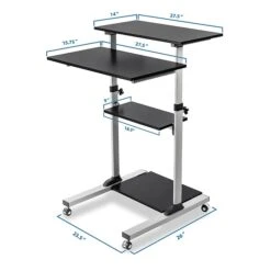 Mount-It! 27.5"W Mobile Height Adjustable Desk, Black, Plastic/Steel (MI-7940) -Office Supplies Shop sp95977706 sc7