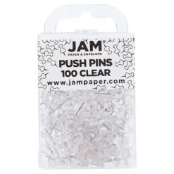 JAM Paper Pushpins, Clear, 100/Pack (222419050)